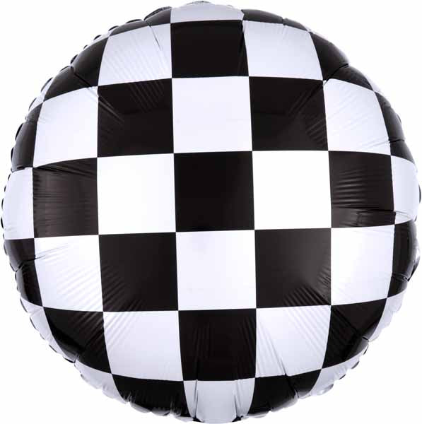Checkerboard 18-Inch Round Foil Balloon