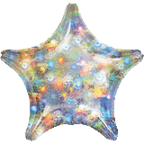19-Inch Holographic Firework Stars Foil Balloon