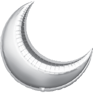 26-Inch Silver Crescent Moon Foil Balloon