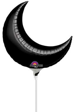 17-Inch Black Crescent Moon Foil Balloon