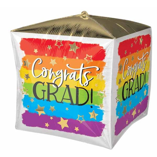 Painted Rainbow Grad 15-Inch Cubez Foil Balloon