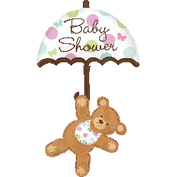 49-Inch Baby Shower Teddy Bear & Umbrella Foil Balloon
