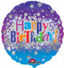 Happy Birthday Bright Stars 18-Inch Holographic Foil Balloon