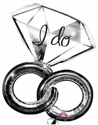 30-Inch I Do Wedding Rings SuperShape Foil Balloon