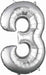 34-Inch Silver Number 3 Foil Balloon