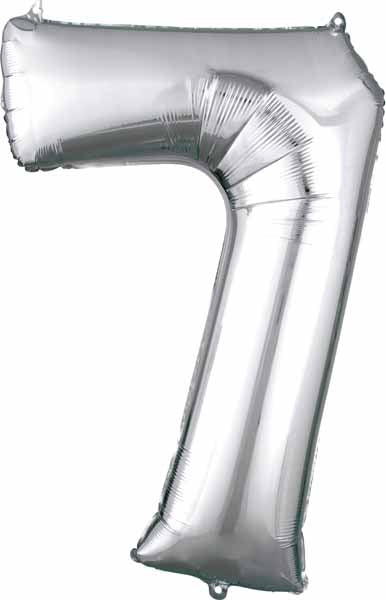 34-Inch Silver Number 7 Foil Balloon
