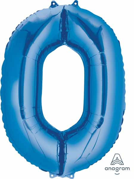 Blue Number 0 Balloon, 26 Inch
