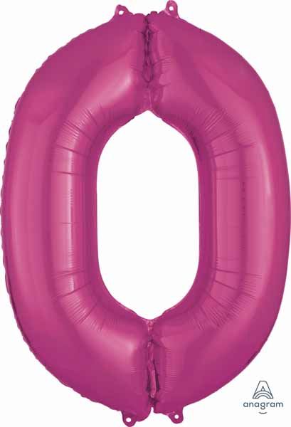Pink Number 0 Balloon, 26 Inch