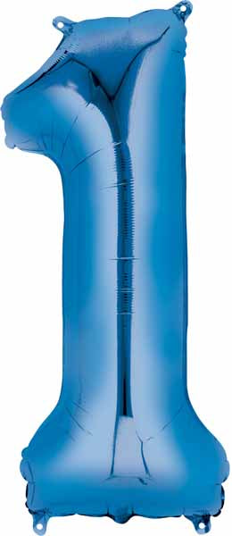 34-Inch Blue Number 1 Foil Balloon