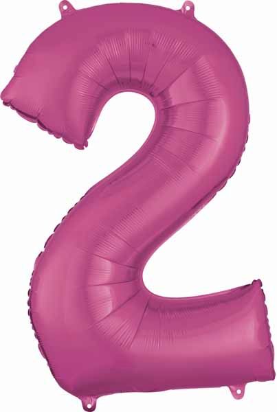 Pink Number 2 Balloon, 26 Inch