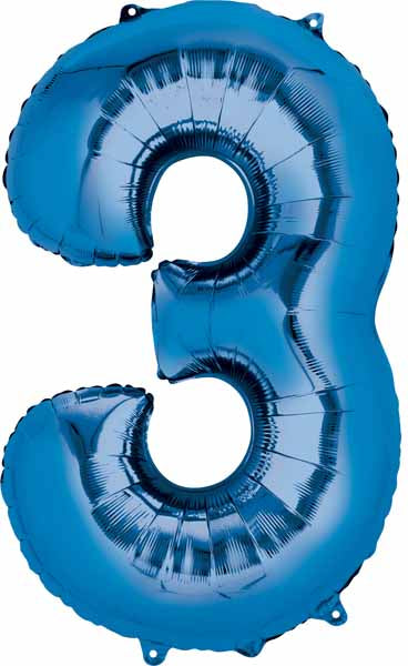 34 Inch Royal Blue Number 3 Foil Balloon