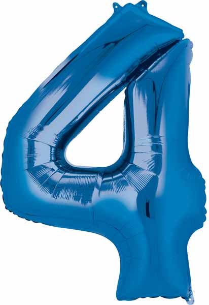 Blue Number 4 Balloon, 26 Inch