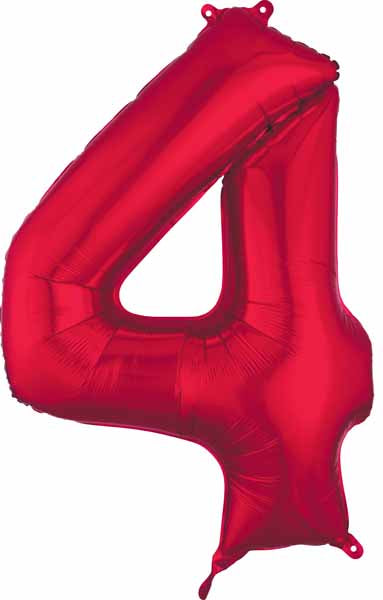 34-Inch Red Number 4 Foil Balloon