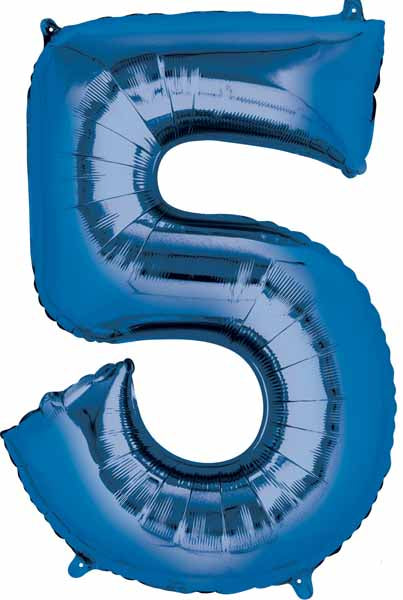 Blue Number 5 Balloon, 26 Inch