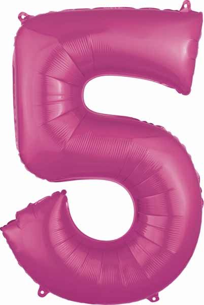 Pink Number 5 Balloon, 26 Inch