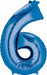 Blue Number 6 Balloon, 26 Inch