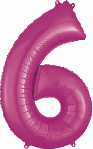 34 Inch Pink Number 6 Foil Balloon