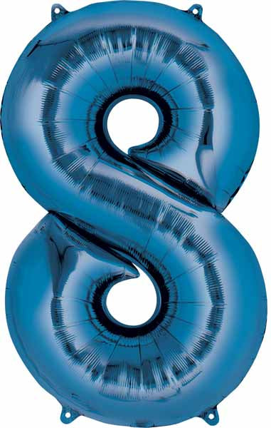 Blue Number 8 Balloon, 26 Inch