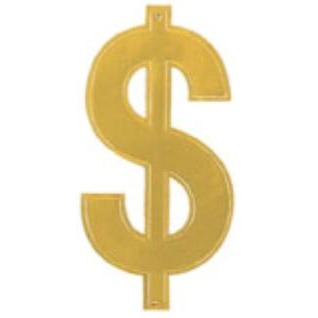16-Inch Gold Foil Dollar Sign Silhouette