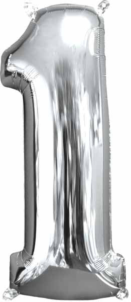 26-Inch Silver Number 1 Foil Balloon