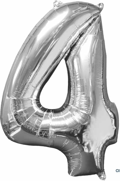 26 Inch Silver Number 4 Balloon