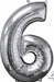 26 Inch Silver Number 6 Foil Balloon