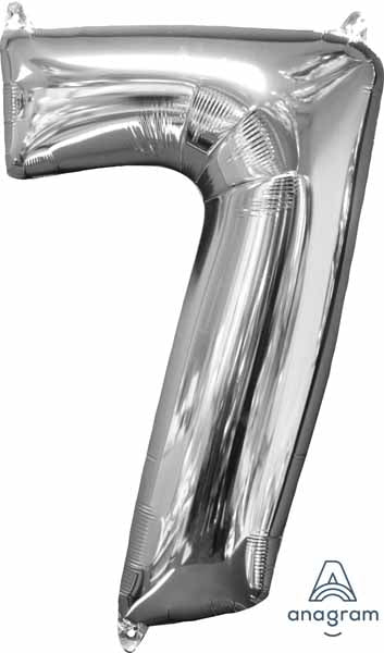 26-Inch Silver Number 7 Foil Balloon