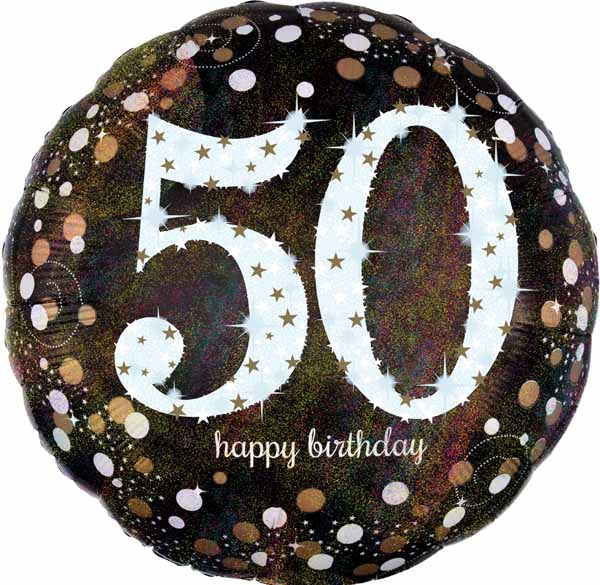 Jumbo Holographic 50th Birthday Foil Balloon, 28 in
