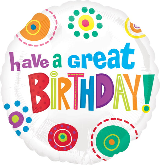 18-Inch Have a Great Birthday Multicolor Foil Balloon