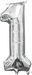 Silver Number 1 Balloon, 16 Inch