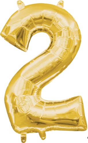 Gold Number 2 Balloon, 16 Inch