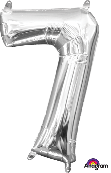 Silver Number 7 Balloon, 16 Inch