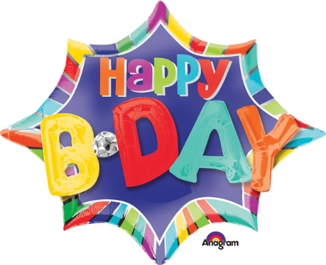 Burst Happy Birthday Multicolor Foil Balloon, 35 Inch