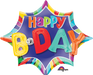 Burst Happy Birthday Multicolor Foil Balloon, 35 Inch