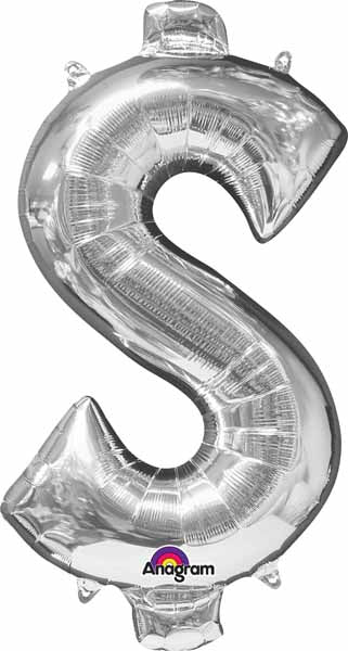 16-Inch Silver Dollar Sign Balloon
