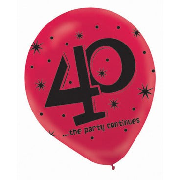 The Party Continues 40th Birthday Latex Balloons