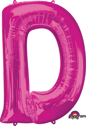 Pink Letter D Balloon, 33 Inch