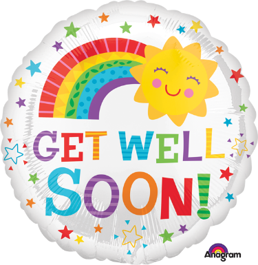 Get Well Happy Sun 18" Round Foil Balloon