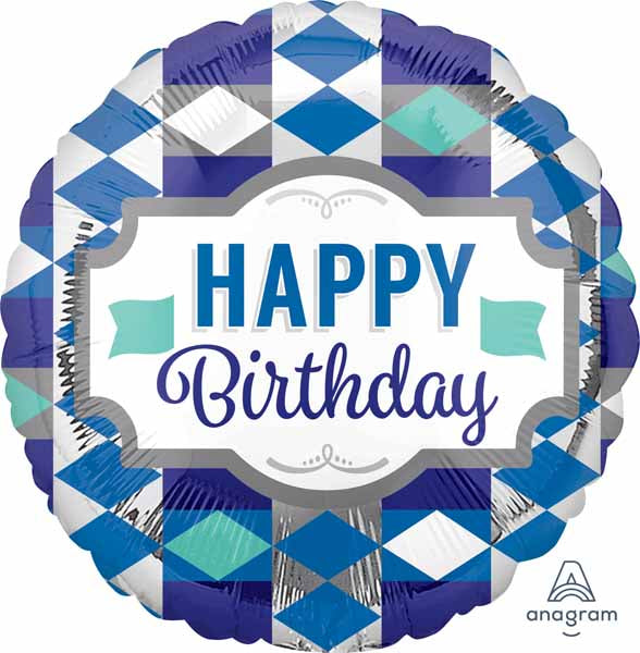 Happy Birthday Tie Pattern 18" Round Foil Balloon