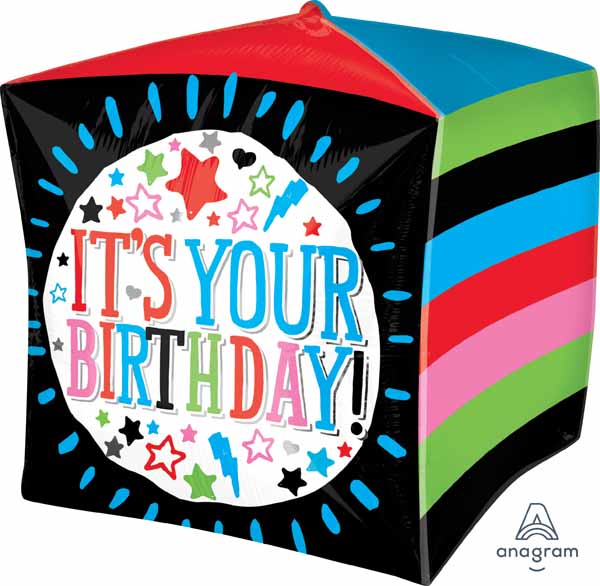 It's Your Birthday Sketchy Cubez Foil Balloon, 15 Inch