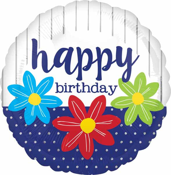 Birthday Flowers 18-Inch Foil Balloon