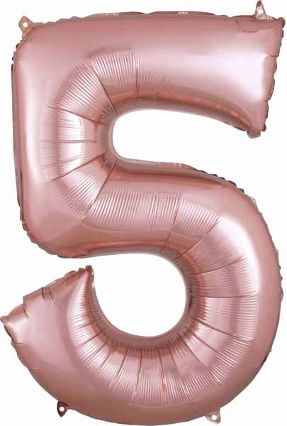 34 Inch Rose Gold Number 5 Balloon