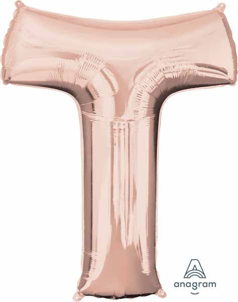 32-Inch Rose Gold Letter T Balloon