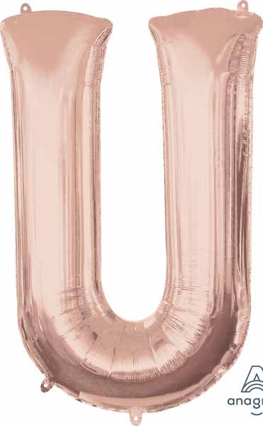 16-Inch Rose Gold Letter U Balloon
