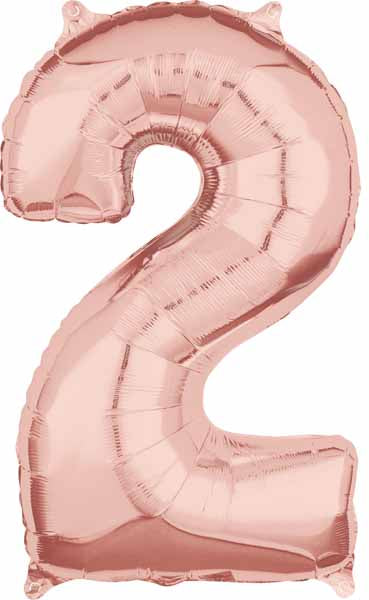 Rose Gold Number 2 Balloon, 26 Inch