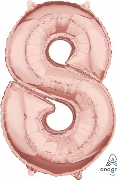 26-Inch Rose Gold Number 8 Balloon