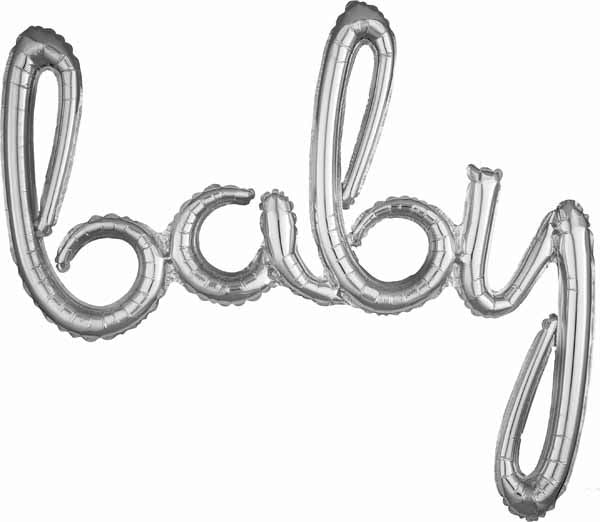 Silver Baby Script Balloon