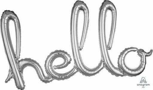 Silver Hello Script Balloon