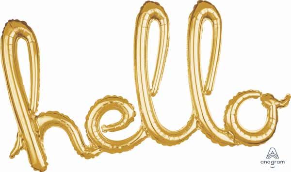 Gold Hello Script Phrase Balloon