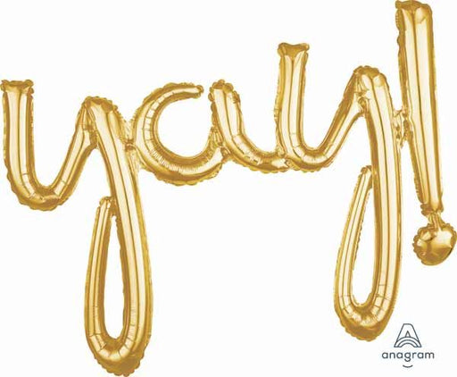 YAY! Gold Script Phrase Balloon